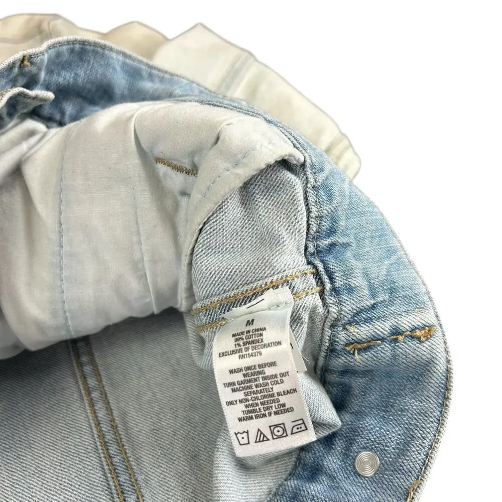 Aeropostale Men Jean Jacket Size M Light Blue Trucker Style Stone Washed Denim